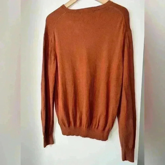 Sebastian Cooper Men’s Rustic Orange Cotton Cashmere  Timeless Sweater Medium - Picture 12 of 13